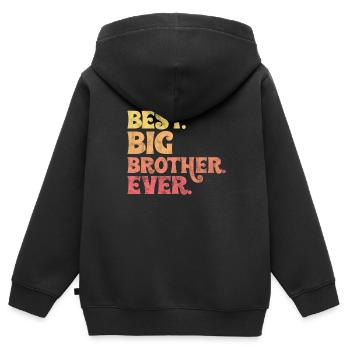 Grosser Bruder - Kinder Premium Organic Zip Hoodie - Schwarz - Hinten - AI Model Kid Male (0cm)