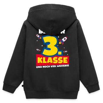 Bis Zur 3. Klasse und noch viel weiter Rakete - Kinder Premium Organic Zip Hoodie - Schwarz - Hinten - AI Model Kid Male (0cm)