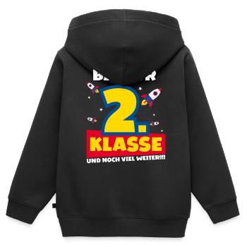 Bis Zur 2. Klasse und noch viel weiter Rakete - Kinder Premium Organic Zip Hoodie - Schwarz - Hinten - AI Model Kid Male (0cm)