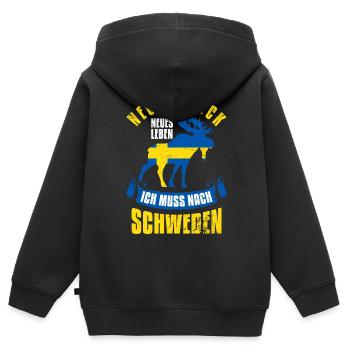 Neues Glück Neues Leben Ich Muss Nach Schweden - Kinder Premium Organic Zip Hoodie - Schwarz - Hinten - AI Model Kid Male (0cm)