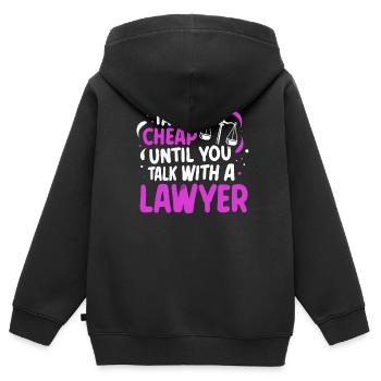 Talking is cheap until you talk to a lawyer - Kids Premium Organic Zip-up Hoodie - black - Back - AI Model Kid Male (0cm)