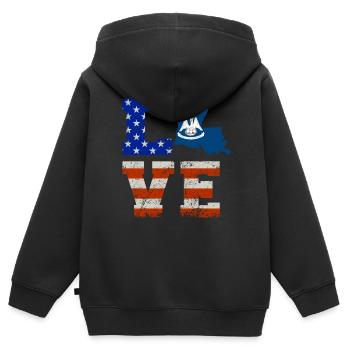 Liebes louisiana Usa flaggen geschenk - Kinder Premium Organic Zip Hoodie - Schwarz - Hinten - AI Model Kid Male (0cm)