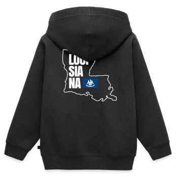 Louisiana Home Travels Geschenk - Kinder Premium Organic Zip Hoodie - Schwarz - Hinten - AI Model Kid Male (0cm)