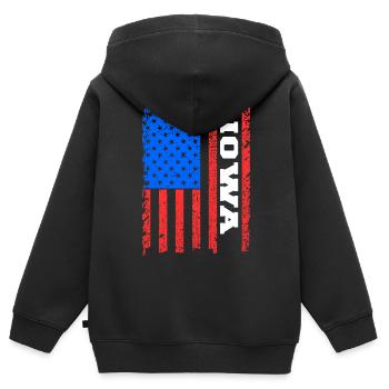 Iowa Usa-flaggen-geschenk - Kinder Premium Organic Zip Hoodie - Schwarz - Hinten - AI Model Kid Male (0cm)