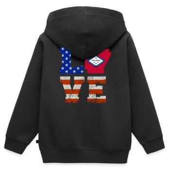 Liebes-arkansas-geschenk - Kinder Premium Organic Zip Hoodie - Schwarz - Hinten - AI Model Kid Male (0cm)