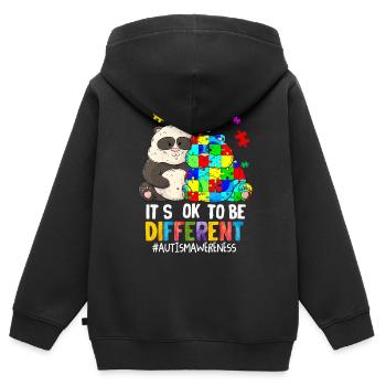 Autisme - Sweat Premium à capuche zippé enfant bio - noir - Dos - AI Model Kid Male (0cm)