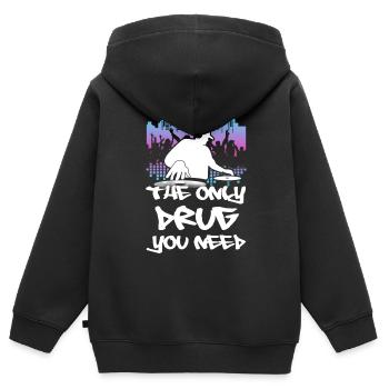 DJ - Kinder Premium Organic Zip Hoodie - Schwarz - Hinten - AI Model Kid Male (0cm)
