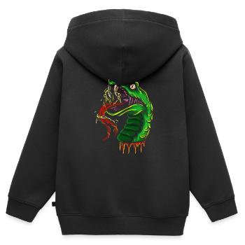 Serpent Cadeau Animal Reptile Cobra Python Boa - Sweat Premium à capuche zippé enfant bio - noir - Dos - AI Model Kid Male (0cm)