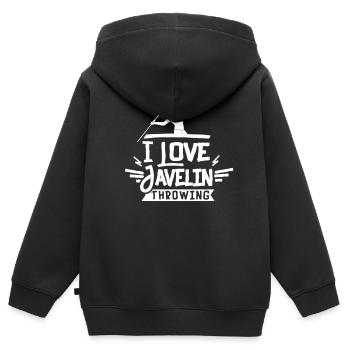 J’adore lancer de javelot lancer de javelot lancer de javelot lancer javelot - Sweat Premium à capuche zippé enfant bio - noir - Dos - AI Model Kid Male (0cm)