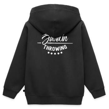 Lancer de javelot Lancer de javelot Lancer de javelot - Sweat Premium à capuche zippé enfant bio - noir - Dos - AI Model Kid Male (0cm)