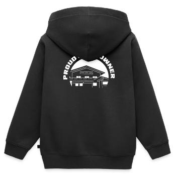 Fier propriétaire propriétaire propriétaire propriétaire hôte - Sweat Premium à capuche zippé enfant bio - noir - Dos - AI Model Kid Male (0cm)