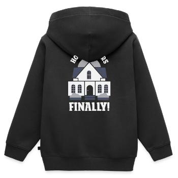 Enfin propriétaire propriétaire maison propriétaire propriétaire maison - Sweat Premium à capuche zippé enfant bio - noir - Dos - AI Model Kid Male (0cm)
