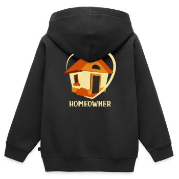 Propriétaire Propriétaire Maison propriétaire - Sweat Premium à capuche zippé enfant bio - noir - Dos - AI Model Kid Male (0cm)