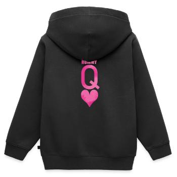 Rummy Dame Heart Hobby Card Game Romme - Kids Premium Organic Zip-up Hoodie - black - Back - AI Model Kid Male (0cm)