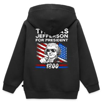 Thomas Jefferson - Kinder Premium Organic Zip Hoodie - Schwarz - Hinten - AI Model Kid Male (0cm)