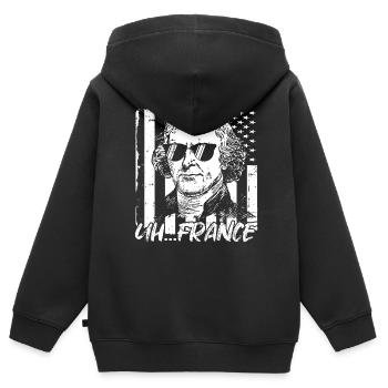 Thomas Jefferson - Kinder Premium Organic Zip Hoodie - Schwarz - Hinten - AI Model Kid Male (0cm)