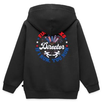 Directeur de feux d’artifice Funny Party Independence Day - Sweat Premium à capuche zippé enfant bio - noir - Dos - AI Model Kid Male (0cm)