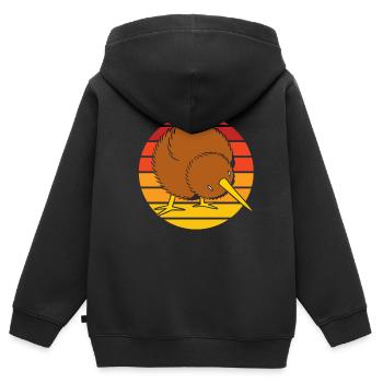 Großer Kiwi-Vogel Zealnds lieben es, Vögel zu beob - Kinder Premium Organic Zip Hoodie - Schwarz - Hinten - AI Model Kid Male (0cm)