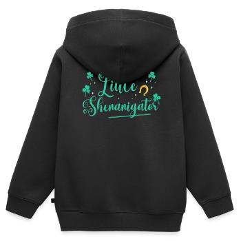 Little Schenanigator Irlandais Irlandais Irlande Gaélique - Sweat Premium à capuche zippé enfant bio - noir - Dos - AI Model Kid Male (0cm)