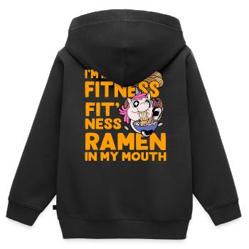 Je suis dans Fitness fit fit ramen dans ma bouche - Sweat Premium à capuche zippé enfant bio - noir - Dos - AI Model Kid Male (0cm)