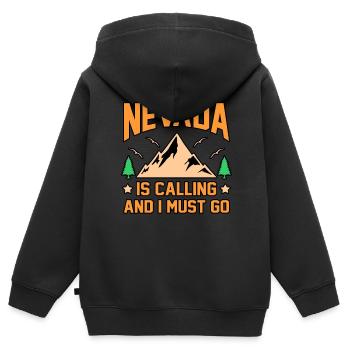 Voyage nevada cadeau - Sweat Premium à capuche zippé enfant bio - noir - Dos - AI Model Kid Male (0cm)