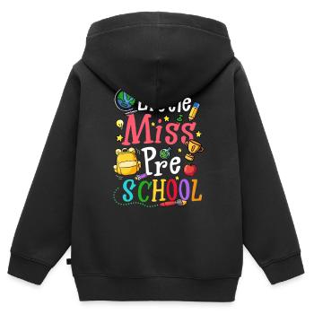 Little Miss Preschool - Kinder Premium Organic Zip Hoodie - Schwarz - Hinten - AI Model Kid Male (0cm)