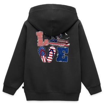 Pontoon Boat America Flip Flops Été - Sweat Premium à capuche zippé enfant bio - noir - Dos - AI Model Kid Male (0cm)
