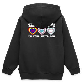 Si votre famille n’accepte pas votre identité LGBT - Sweat Premium à capuche zippé enfant bio - noir - Dos - AI Model Kid Male (0cm)