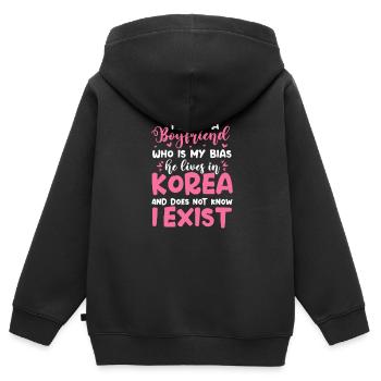 K-Pop - Sweat Premium à capuche zippé enfant bio - noir - Dos - AI Model Kid Male (0cm)