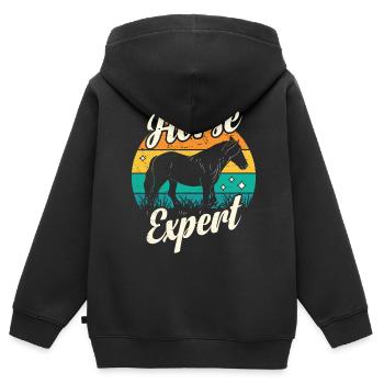 Pferdeexperte Pferd Reiterhof Reiten Reiter - Kinder Premium Organic Zip Hoodie - Schwarz - Hinten - AI Model Kid Male (0cm)