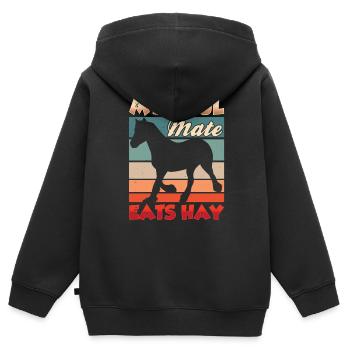 Mon âme sœur mange de l’équitation de foin - Sweat Premium à capuche zippé enfant bio - noir - Dos - AI Model Kid Male (0cm)