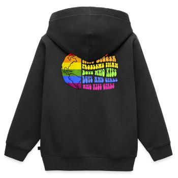 Le monde a de plus gros problèmes que les garçons embrassent les garçons - Sweat Premium à capuche zippé enfant bio - noir - Dos - AI Model Kid Male (0cm)