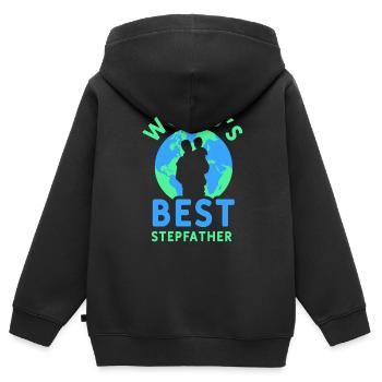 Le meilleur beau-père du monde Beau-père Beau-père Beau-père - Sweat Premium à capuche zippé enfant bio - noir - Dos - AI Model Kid Male (0cm)