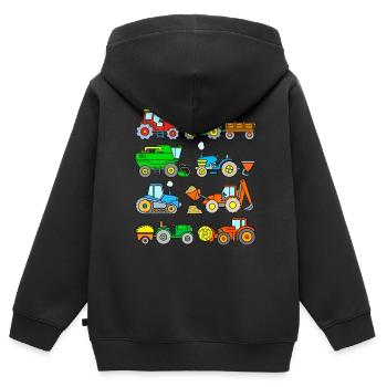 Tracteur Excavatrice Ferme Enfants Tout-petits Garçons - Sweat Premium à capuche zippé enfant bio - noir - Dos - AI Model Kid Male (0cm)