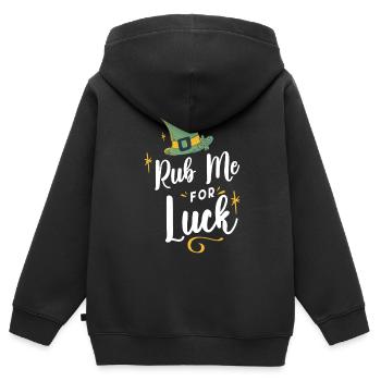 Rub me for happiness Irish Gaelic Ireland - Kids Premium Organic Zip-up Hoodie - black - Back - AI Model Kid Male (0cm)