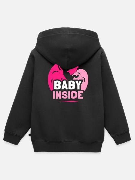 Baby Binnen Zwangere Aankondiging Baby Binnen - Kinder Premium zip hoodie biologisch - zwart