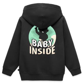 Baby Inside Pregnant Baby Inside Announcement - Kids Premium Organic Zip-up Hoodie - black - Back - AI Model Kid Male (0cm)