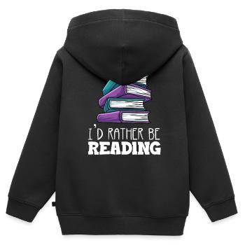 Lesen - Kinder Premium Organic Zip Hoodie - Schwarz - Hinten - AI Model Kid Male (0cm)