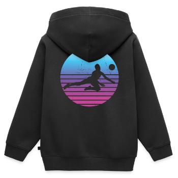 Volleyball Volleyball Volley-ball masculin Volley féminin - Sweat Premium à capuche zippé enfant bio - noir - Dos - AI Model Kid Male (0cm)