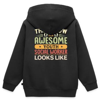 This Is How Awesome Youth Social Worker - Kinder Premium Organic Zip Hoodie - Schwarz - Hinten - AI Model Kid Male (0cm)