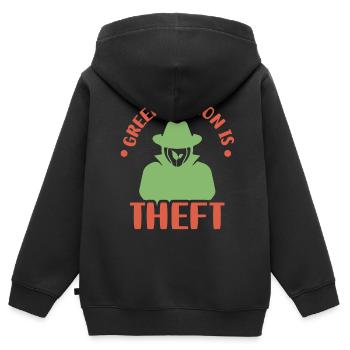 Greenflation Ist Diebstahl Grün Inflation Energie - Kinder Premium Organic Zip Hoodie - Schwarz - Hinten - AI Model Kid Male (0cm)