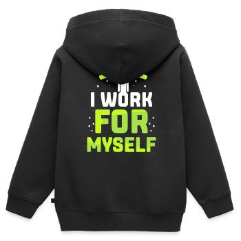 Ich Arbeite Für Mich Selbst Unternehmer Gründer - Kinder Premium Organic Zip Hoodie - Schwarz - Hinten - AI Model Kid Male (0cm)