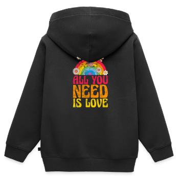 Hippie - Sweat Premium à capuche zippé enfant bio - noir - Dos - AI Model Kid Male (0cm)