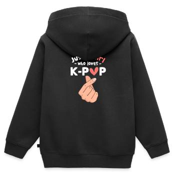 K-Pop - Kinder Premium Organic Zip Hoodie - Schwarz - Hinten - AI Model Kid Male (0cm)