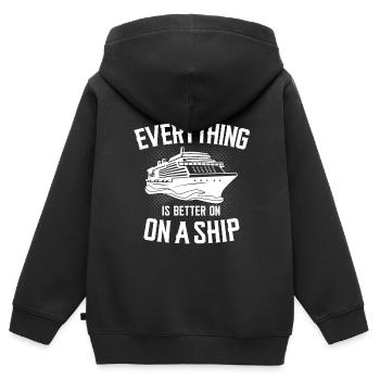 Kreuzfahrt - Kinder Premium Organic Zip Hoodie - Schwarz - Hinten - AI Model Kid Male (0cm)
