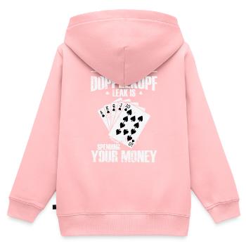 Ma plus grande fuite Doppelkopf est de dépenser votre argent - Sweat Premium à capuche zippé enfant bio - rose - Dos - AI Model Kid Female (0cm)