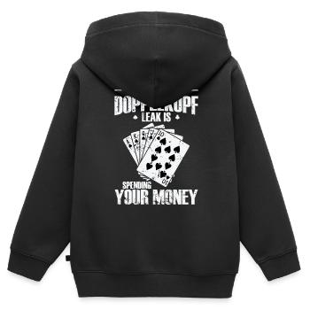 Ma plus grande fuite Doppelkopf est de dépenser votre argent - Sweat Premium à capuche zippé enfant bio - noir - Dos - AI Model Kid Male (0cm)