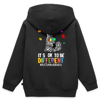 Autismus Geschenk Autist Asperger ADHS Autism - Kinder Premium Organic Zip Hoodie - Schwarz - Hinten - AI Model Kid Male (0cm)