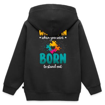 Autismus Geschenk Autist Asperger ADHS Autism - Kinder Premium Organic Zip Hoodie - Schwarz - Hinten - AI Model Kid Male (0cm)