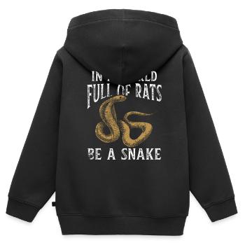 Serpent Cadeau Animal Reptile Cobra Python Boa - Sweat Premium à capuche zippé enfant bio - noir - Dos - AI Model Kid Male (0cm)